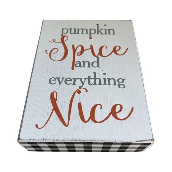 Pumpkin Spice Season Whitewashed Distressed Wood Sign Quill to Paper NWT - Picture 3 of 7